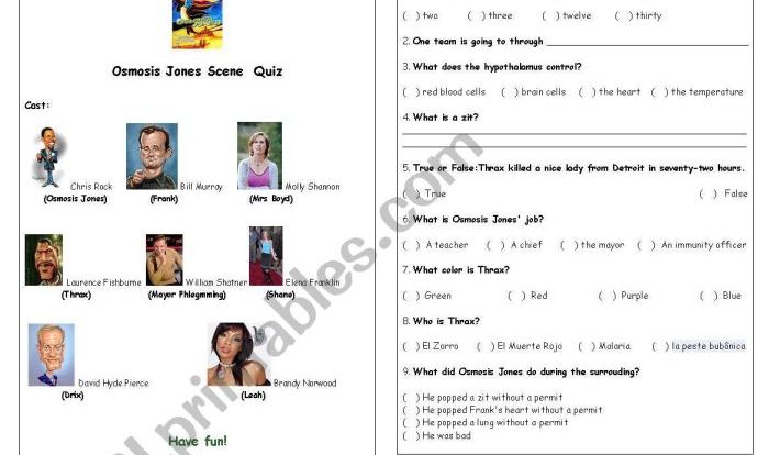 Osmosis jones movie worksheet answer key