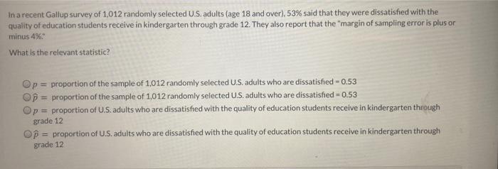 In a recent gallup survey of 1012