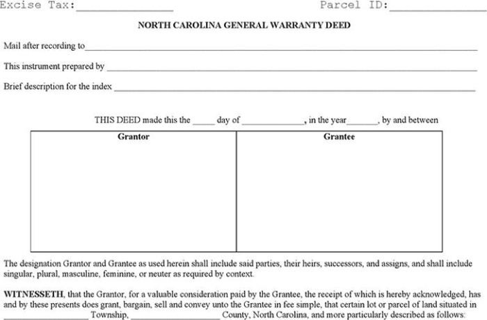 North carolina non warranty deed